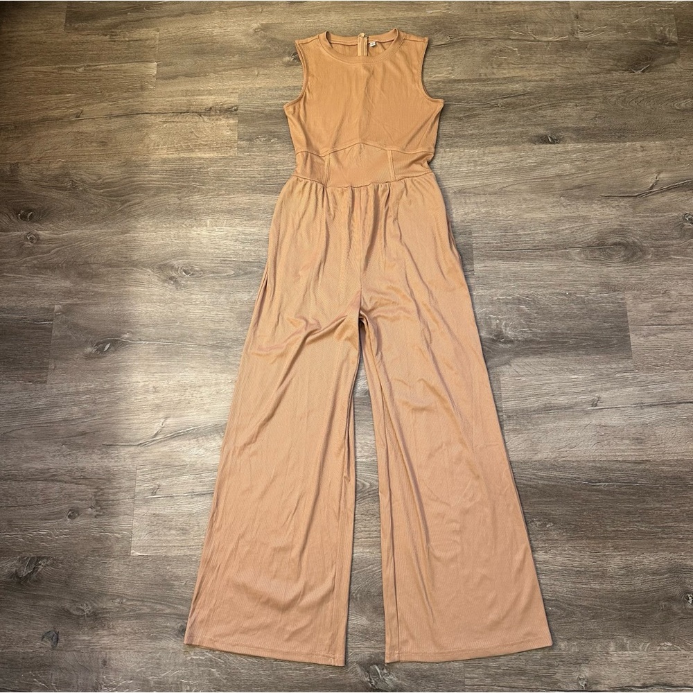 Elegant Tan Jumpsuit - Picture 4 of 12